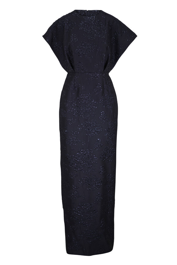 Carolina Herrera Black Floral Bouquet Lurex Jacquard Gown - view 1