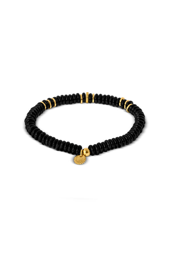 Tateossian - Black Agate & Bamboo Stretch Bracelet