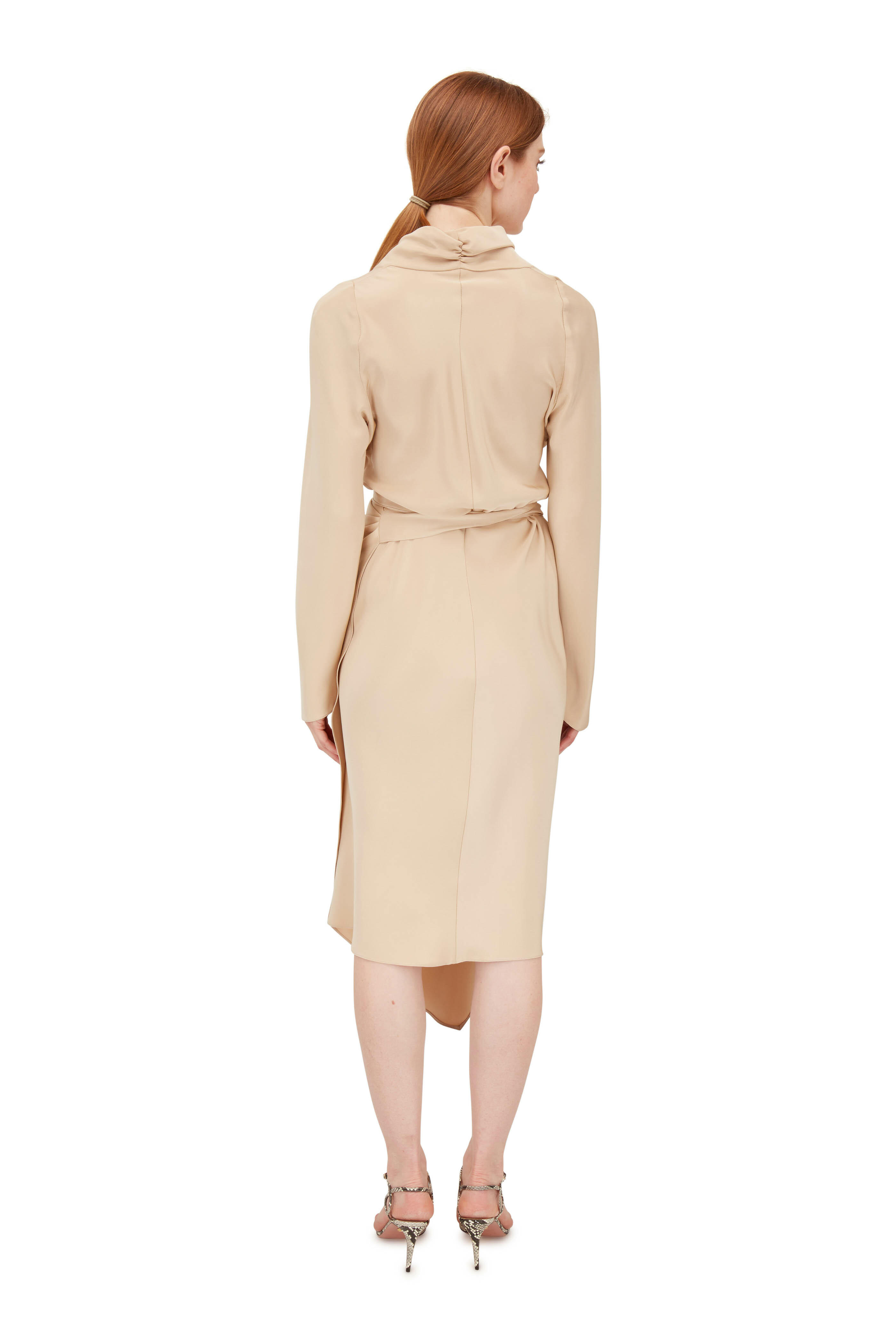 Peter Cohen - Victor Beige Long Sleeve Wrap Dress