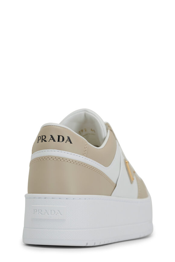 Prada - Downtown Bold White & Desert Platform Sneaker