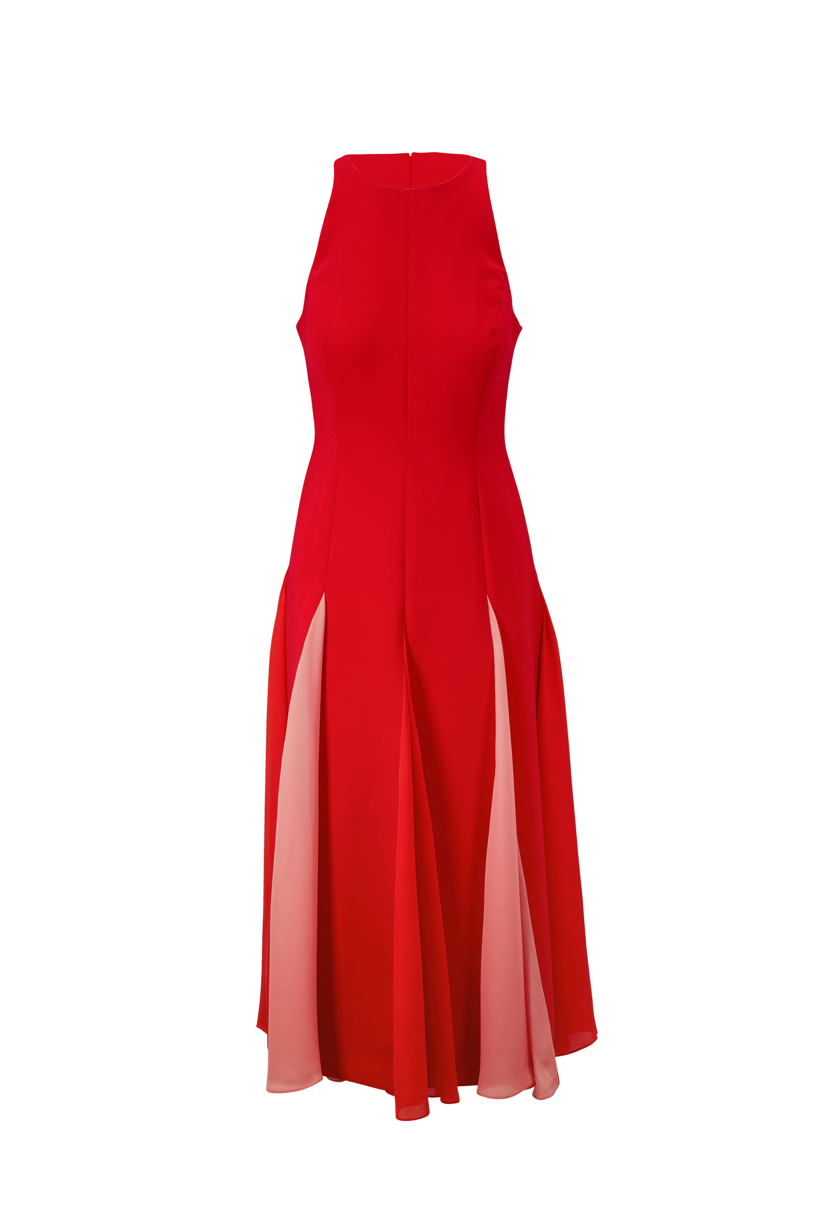 Carolina Herrera - Lacquer Red Multi Godet Sleeveless Dress