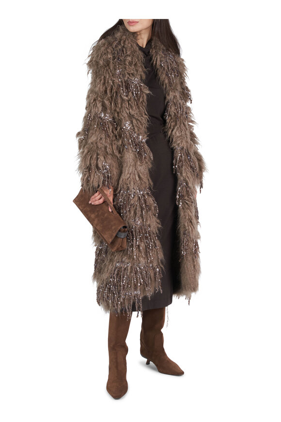Brunello Cucinelli Couture Chocolate Belted Midi Dress - view 5