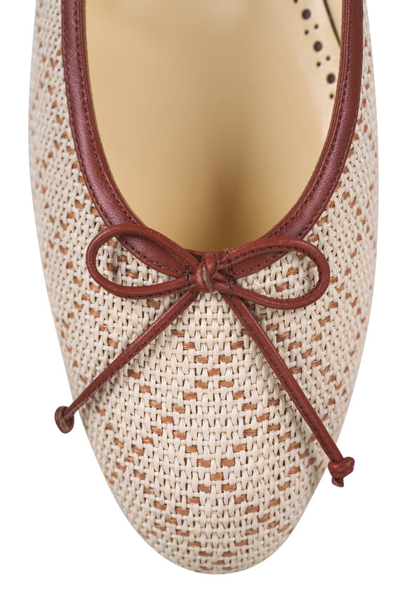 Manolo Blahnik Verallim Brown Woven Raffia Ballet Flat - view 4