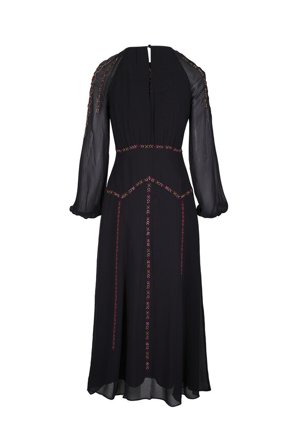 Veronica Beard Sylvette Embroidered Blouson Sleeve Maxi Dress - view 2