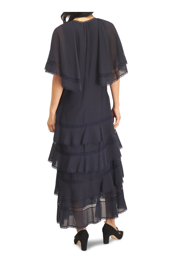 Dorothee Schumacher Dreamful Volumes Dark Navy Cotton & Silk Dress - view 3