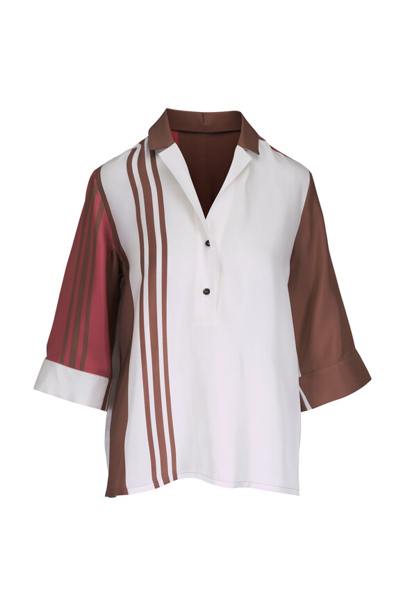 Kiton Multicolor Stripe Silk Blouse