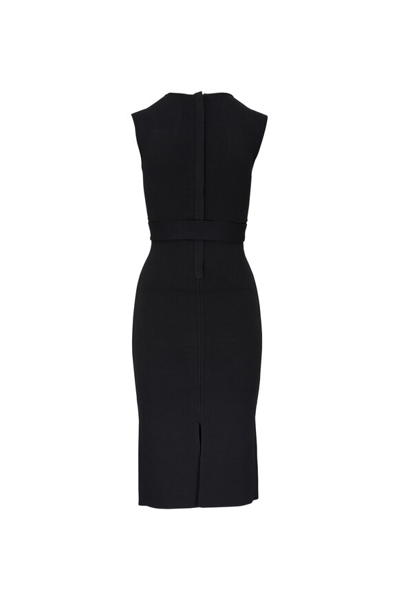 Scanlan Theodore - Black Crepe Knit Scoop Neck Dress 