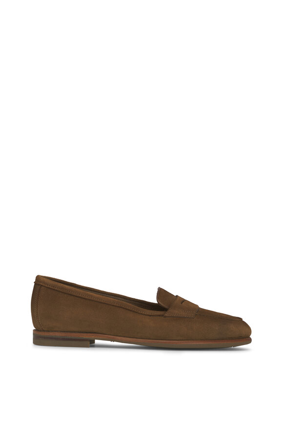 Santoni - Carla Light Brown Suede Penny Loafer