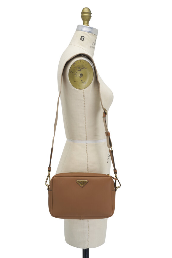 Prada - Zip Camera Caramel Soft Leather Crossbody Bag