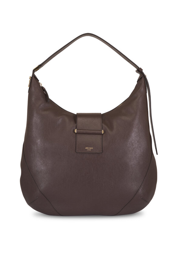 Jimmy Choo Medium Bar Chocolate Leather Hobo - view 1
