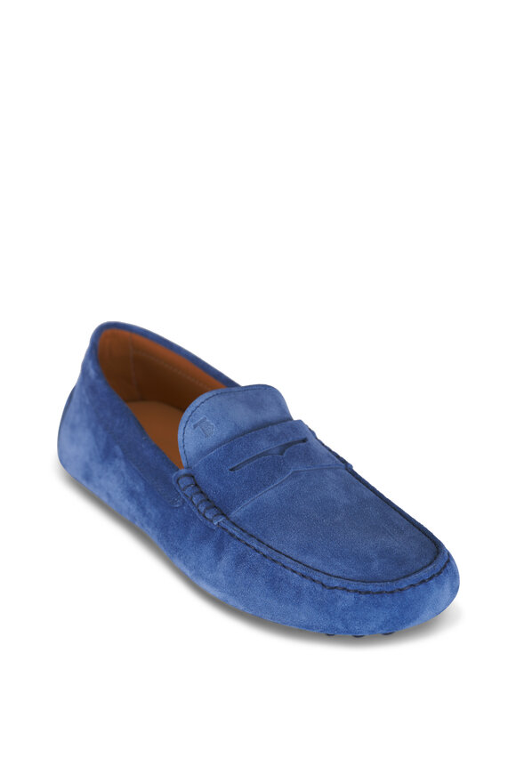 Tod's Mocassino Blue Suede Penny Loafer