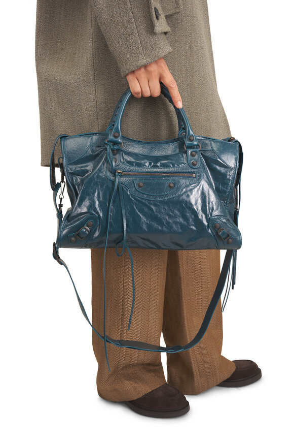 Balenciaga Medium Le City Lagoon Leather Shoulder Bag - view 2