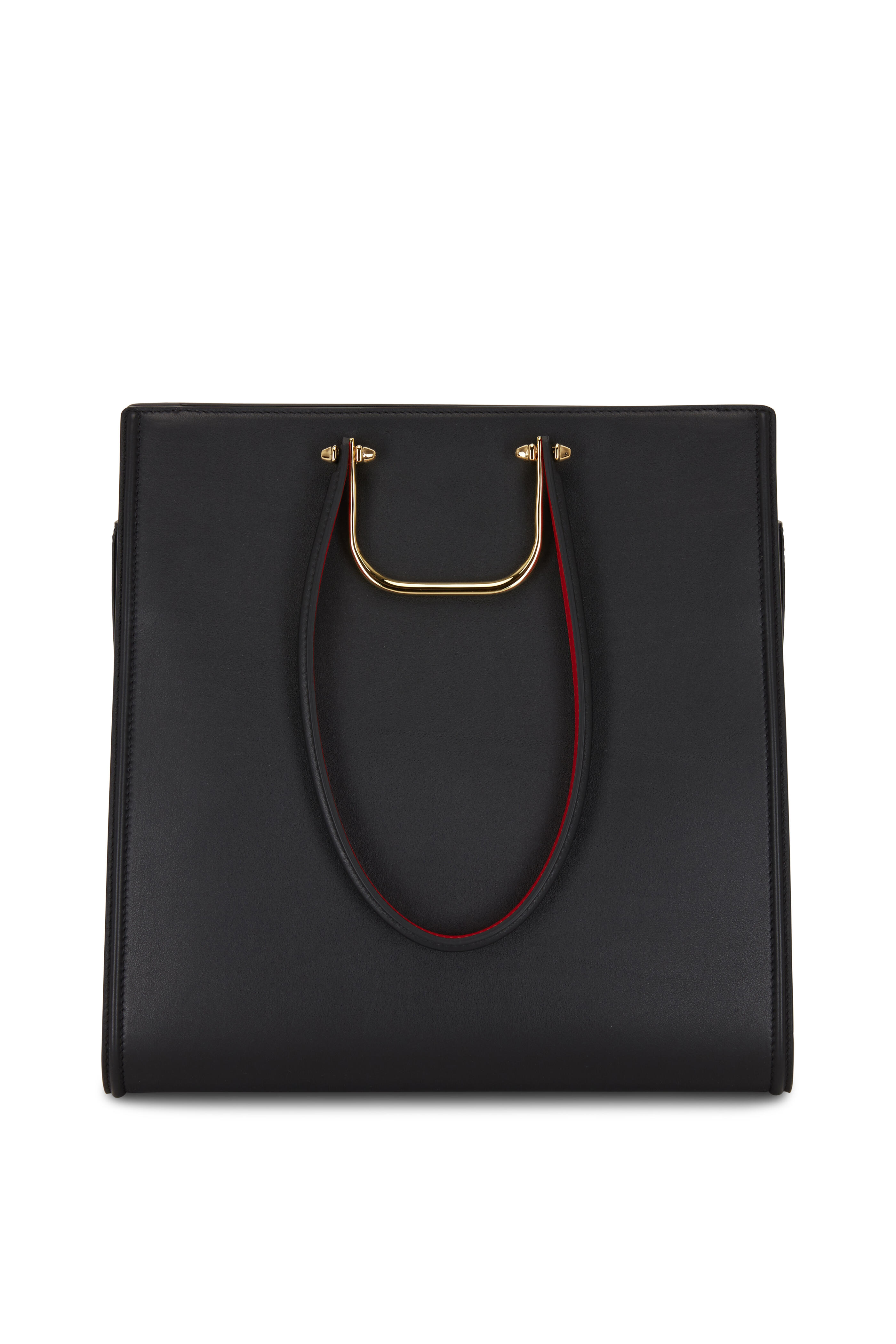 McQueen - The Tall Story Black & Red Leather Large Tote