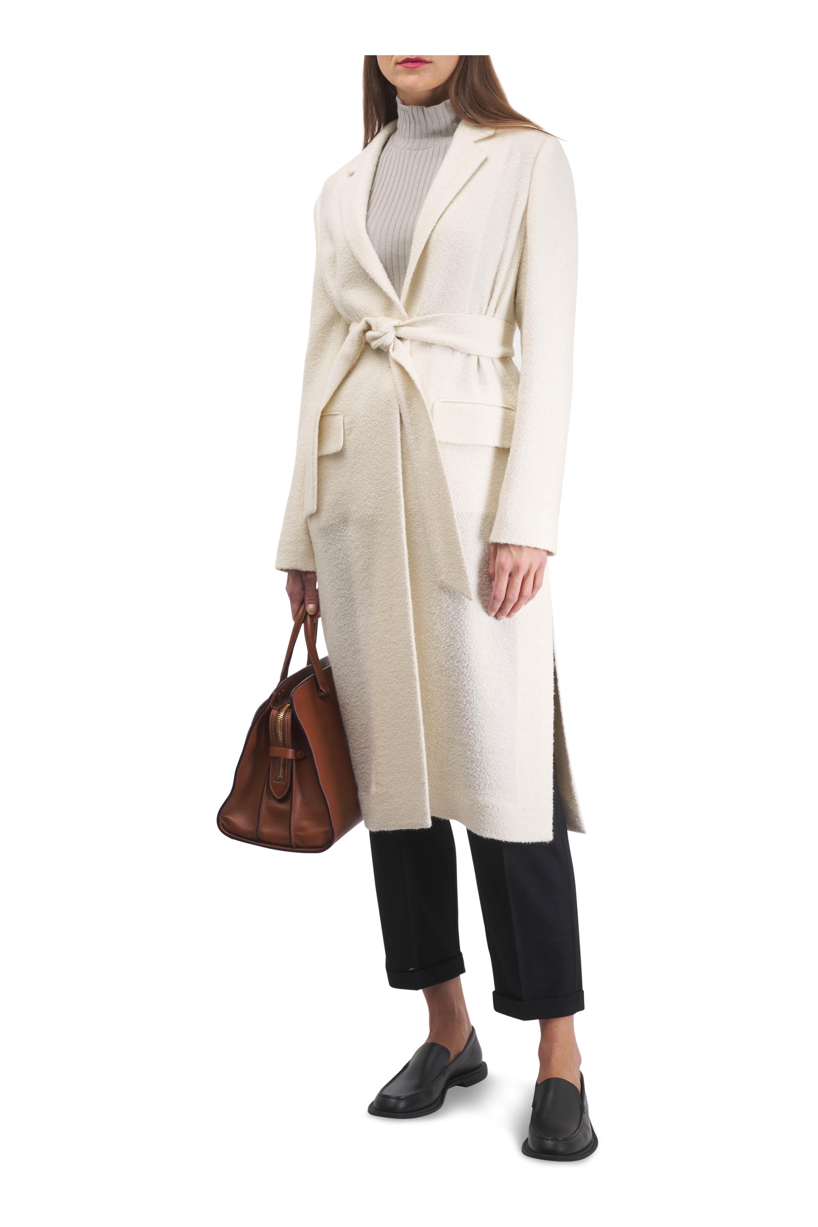 Kiton - Cream Cashmere & Silk Long Overcoat