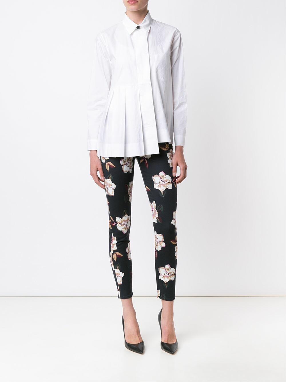 7 for sold all mankind navy blue/white floral skinny/ankle pants