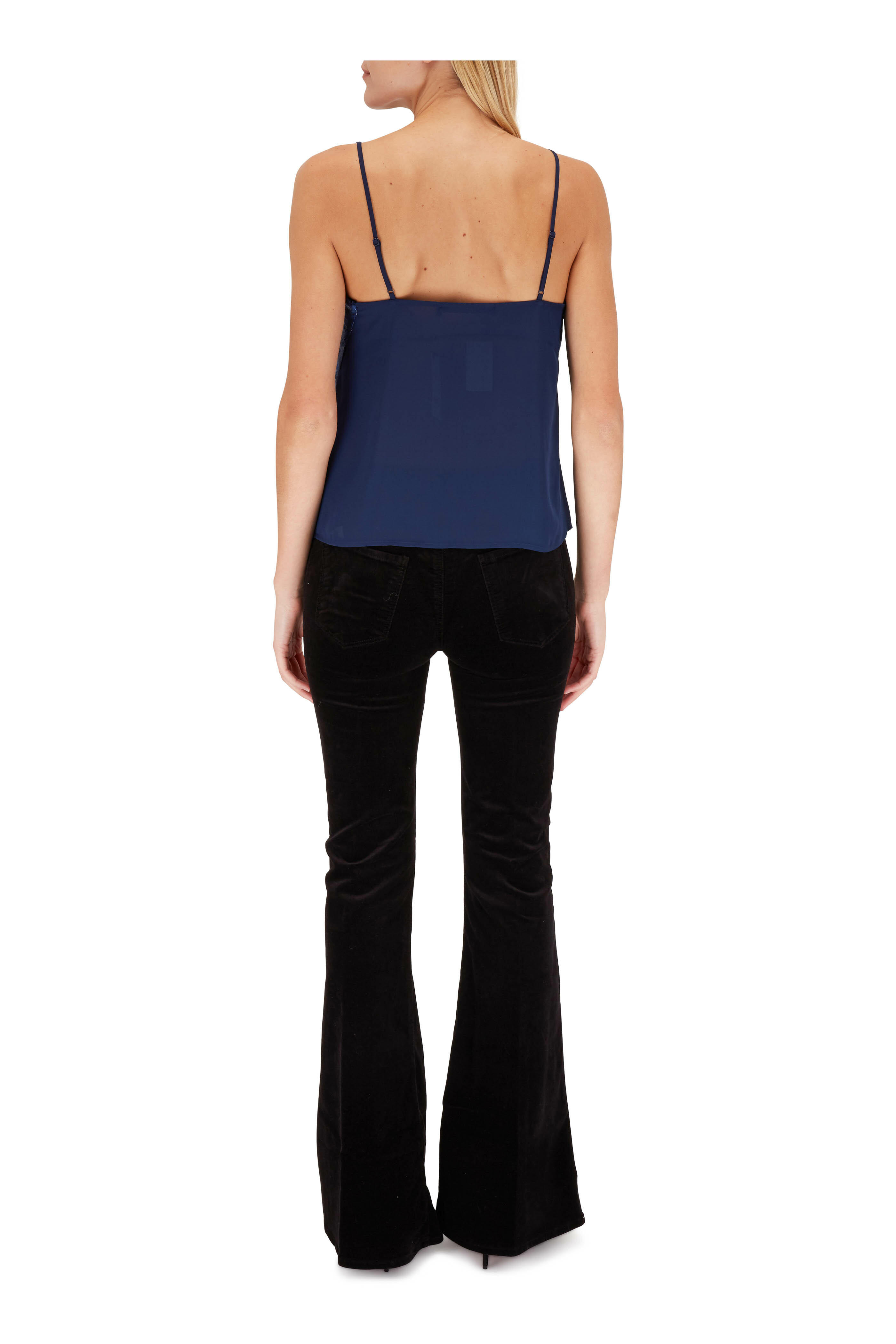 J Brand - Valentina Black Velvet High-Rise Flare Jean