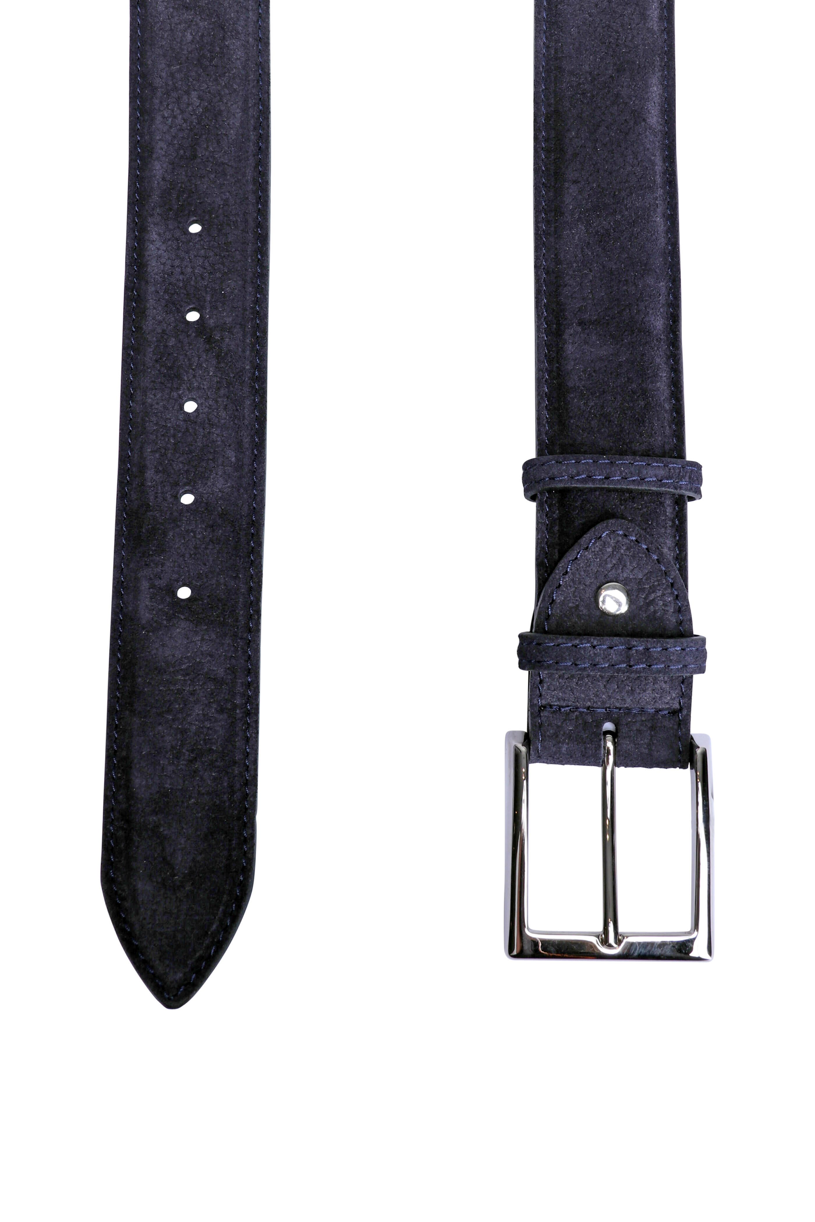 Bontoni - Dark Blue Grain Suede Belt
