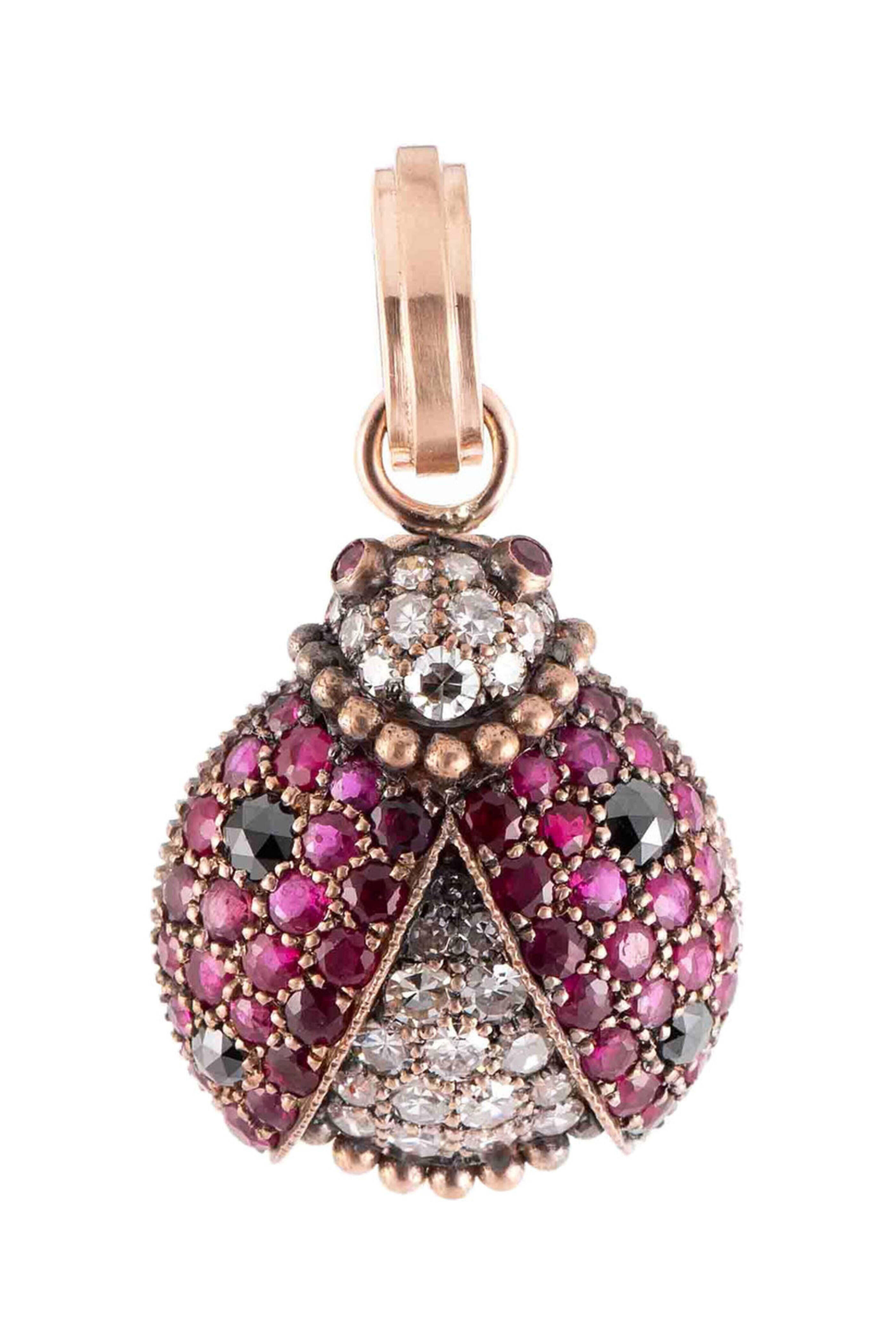 Sylva & Cie - Ruby and Diamond Ladybug Pendant