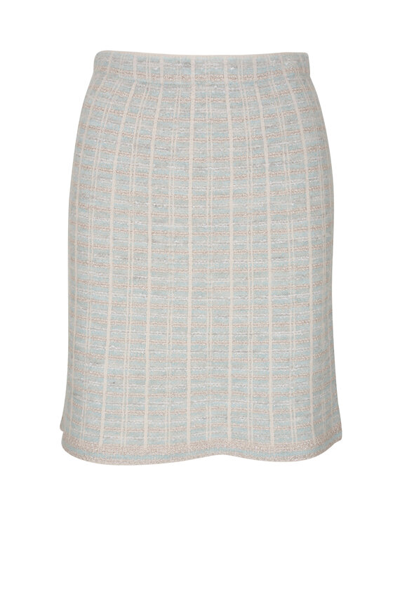 D.Exterior - Aqua Blue Lurex A-Line Skirt 