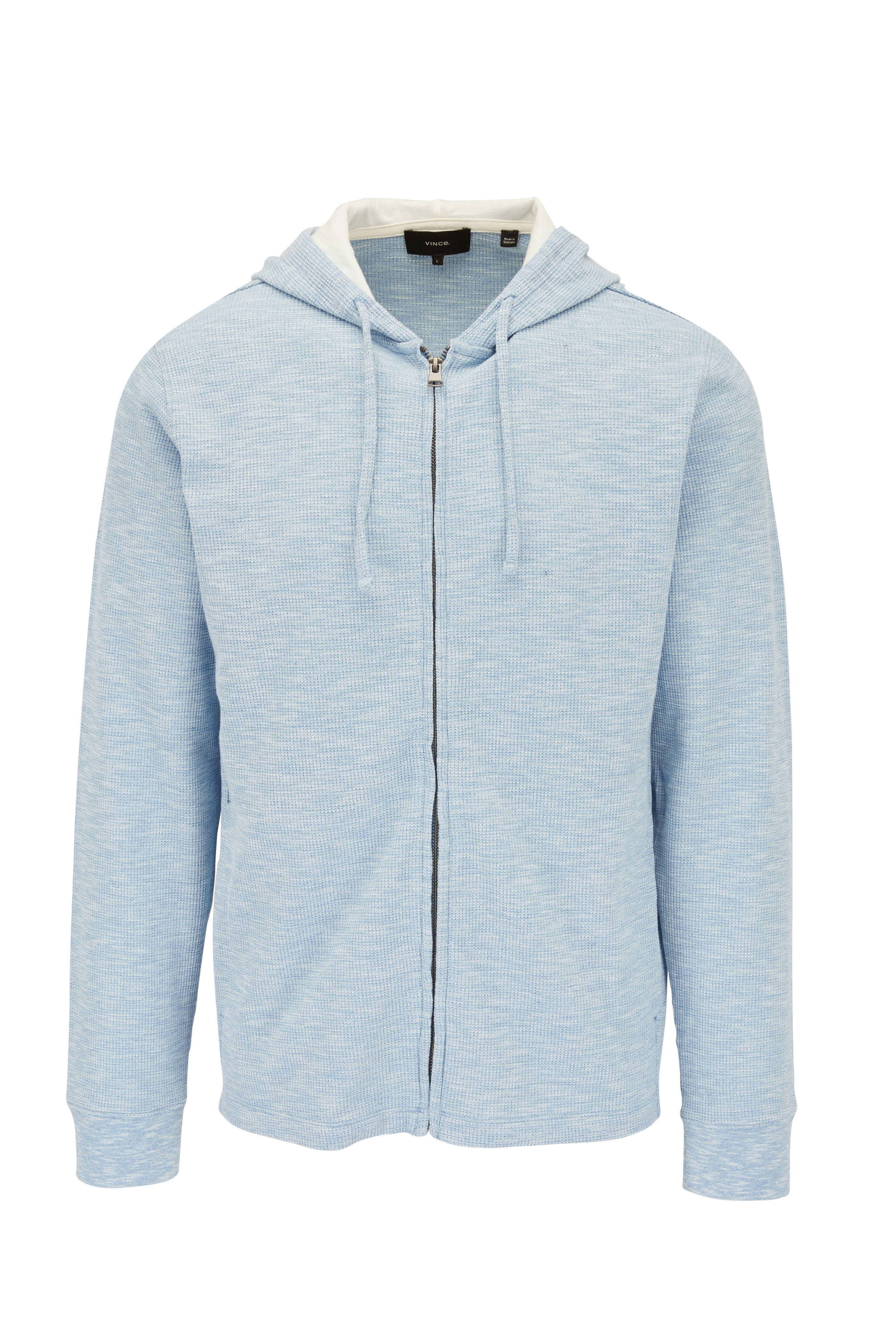 Vince - Light Blue Thermal Full Zip Hoodie | Mitchell Stores