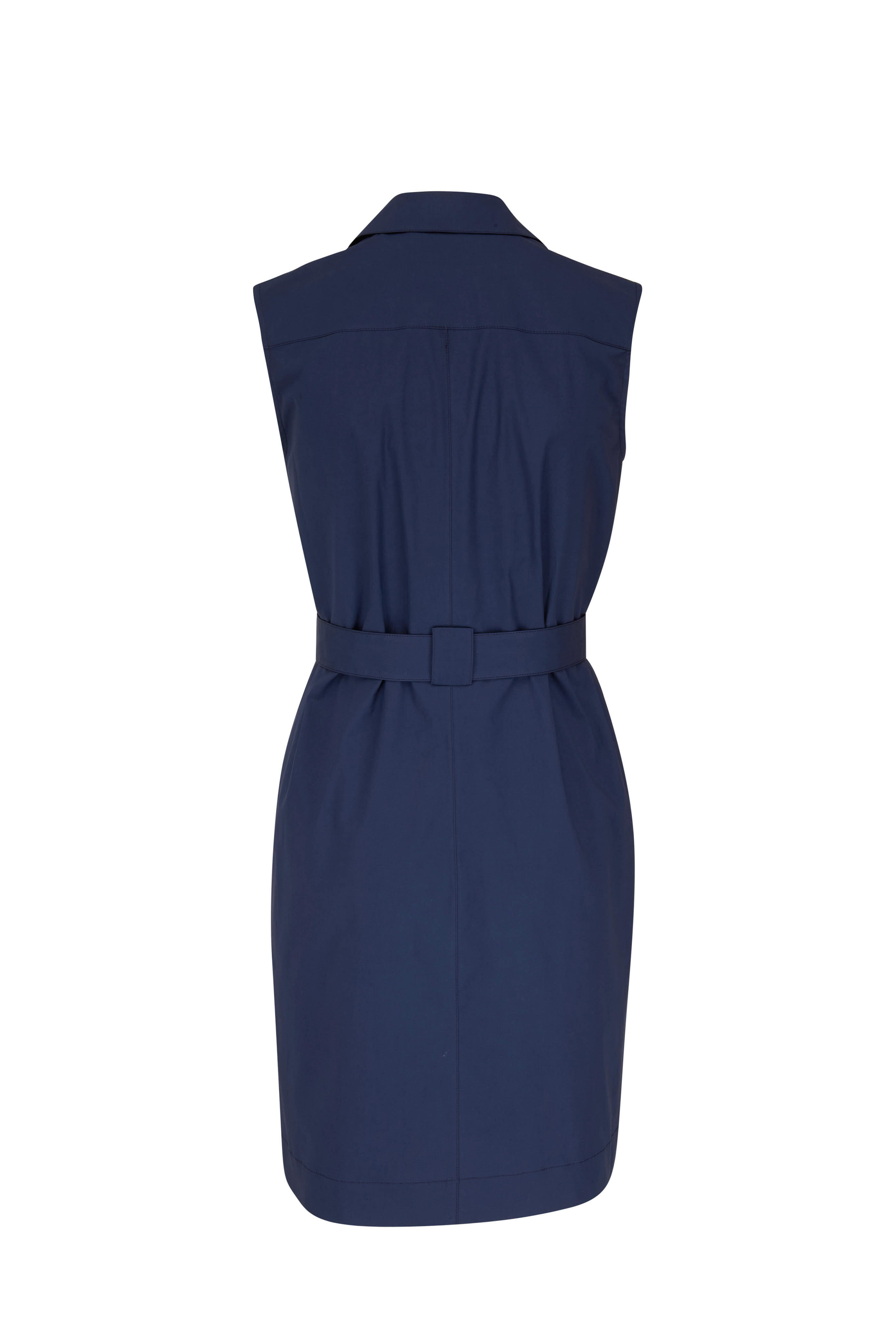 Antonelli - Norman Navy Blue Sleeveless Shirt Dress