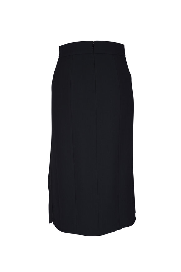 Akris - Plissé Black Knee-Length Pencil Skirt 