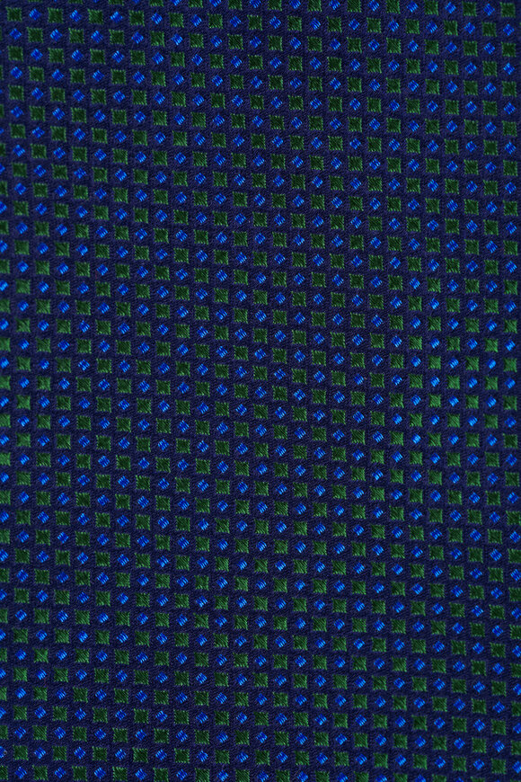 Kiton Teal Geometric Silk Necktie - view 2