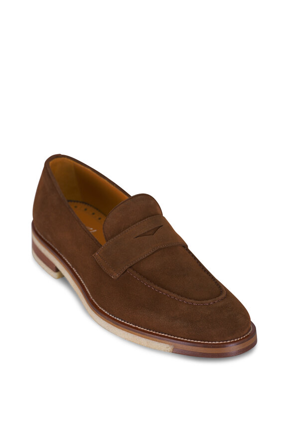 Martin Dingman Tuscan Brown Suede Penny Loafer