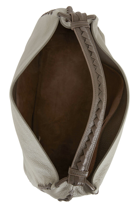 Bottega Veneta - Dark Gray Cervo Leather Braided Detail Hobo Bag