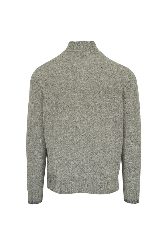 Fedeli Sage Mélange Quarter Zip Pullover - view 3