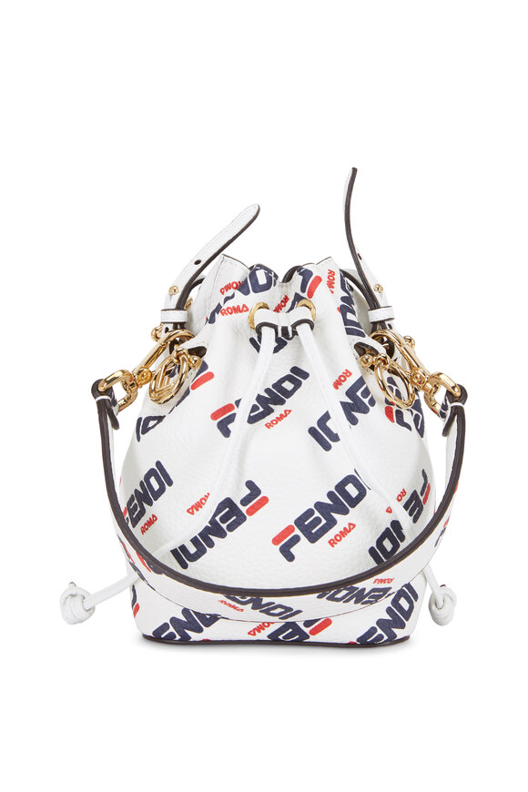 Fendi Mon Tresor White Logo Mania Mini Bucket Bag