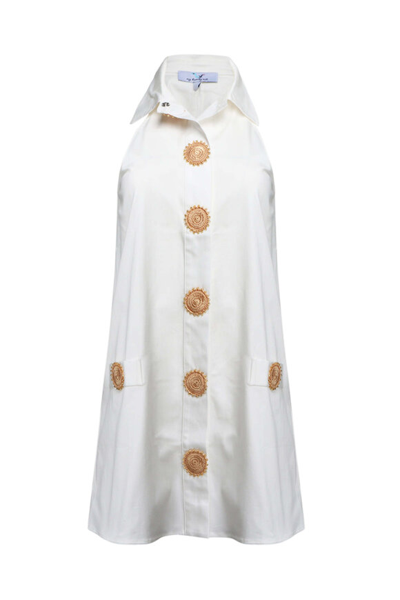 ■TOTEME■Fluid Vネック リネンドレス Totême - Fluid Off-White V-Neck Dress | Mitchell Stores