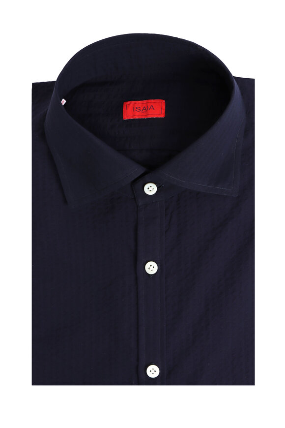 Moncler - Blue Denim Dyed Cotton Sport Shirt | Mitchell Stores