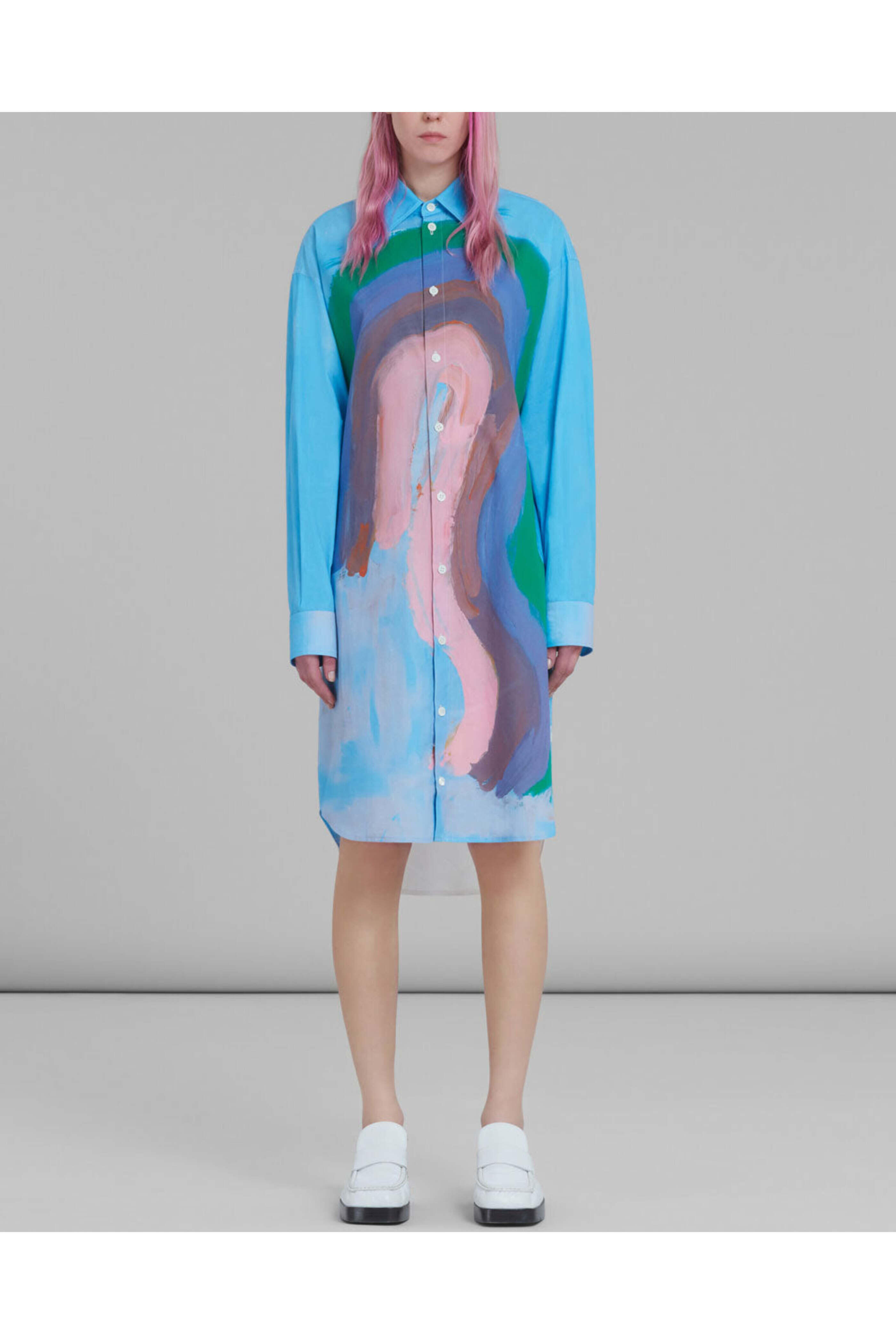 Marni - Abstract Rainbow Long Sleeve Shirt Dress