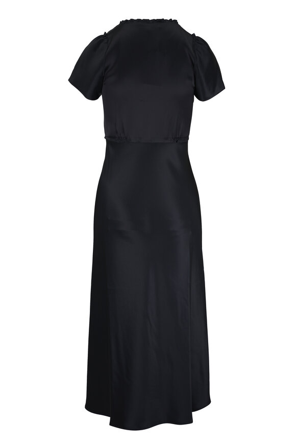 Dorothee Schumacher Shiny Statement Black Technical Satin Midi Dress - view 2
