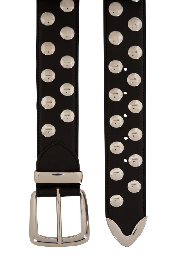 Khaite - Bruno Silver Studded Black Leather Belt