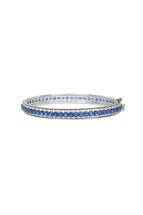 Nam Cho 18-karat Blue Sapphire & Diamond Cabochon Bangle - view 1