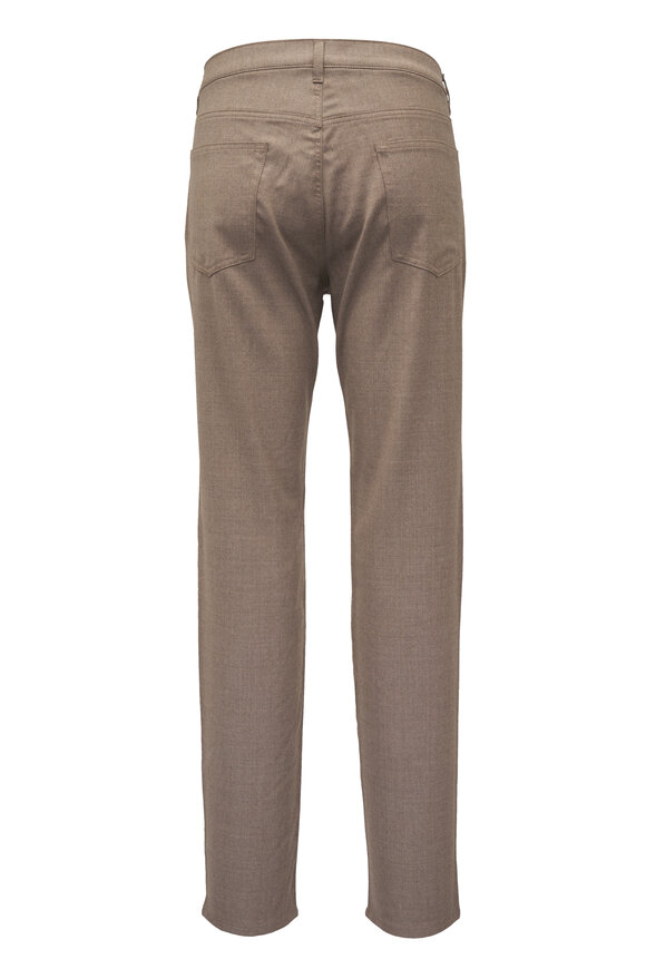 Maurizio Baldassari Tan Flannel Wool Five Pocket Pant - view 3