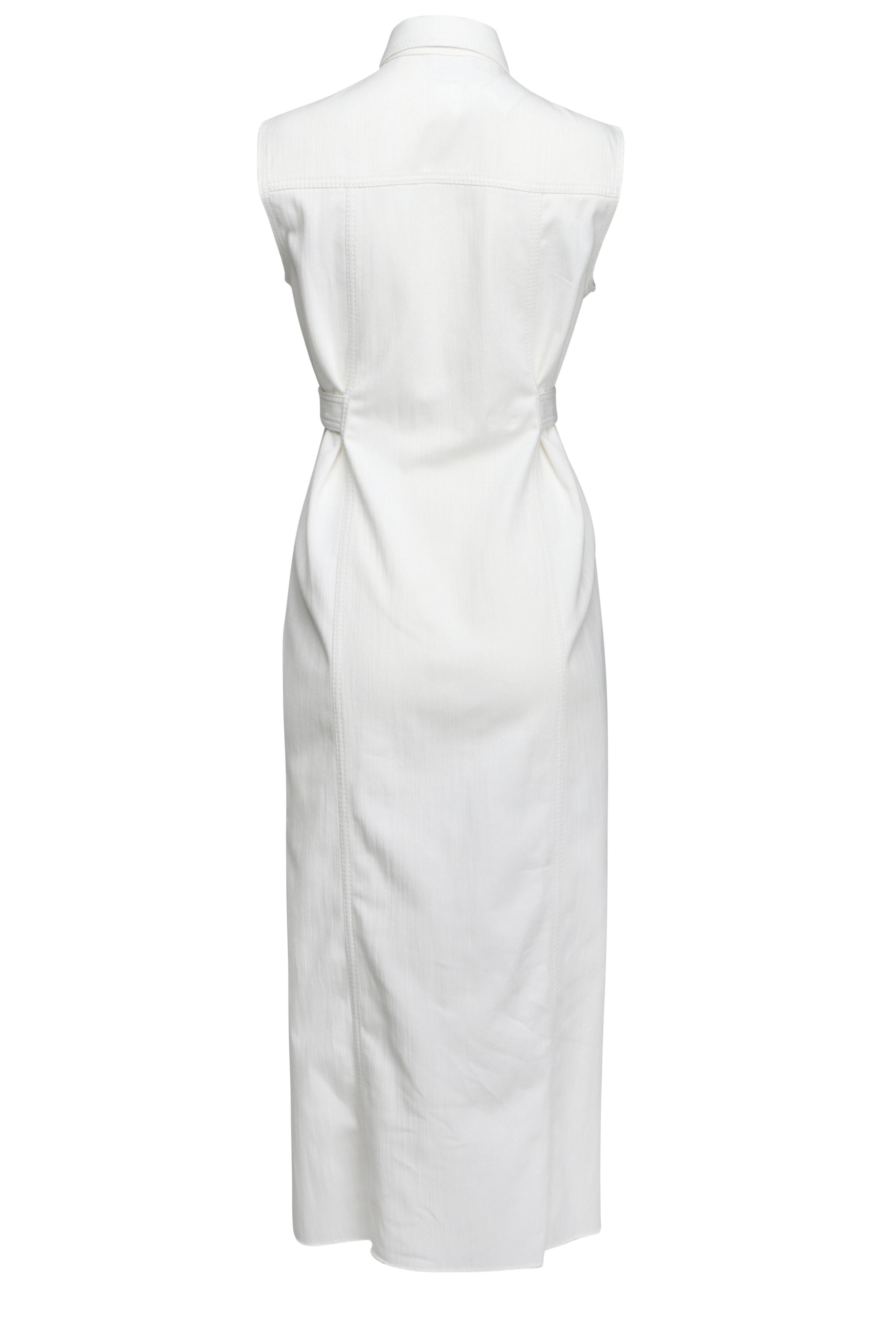 Akris Punto - Cream Denim Sleeveless Midi Shirtdress