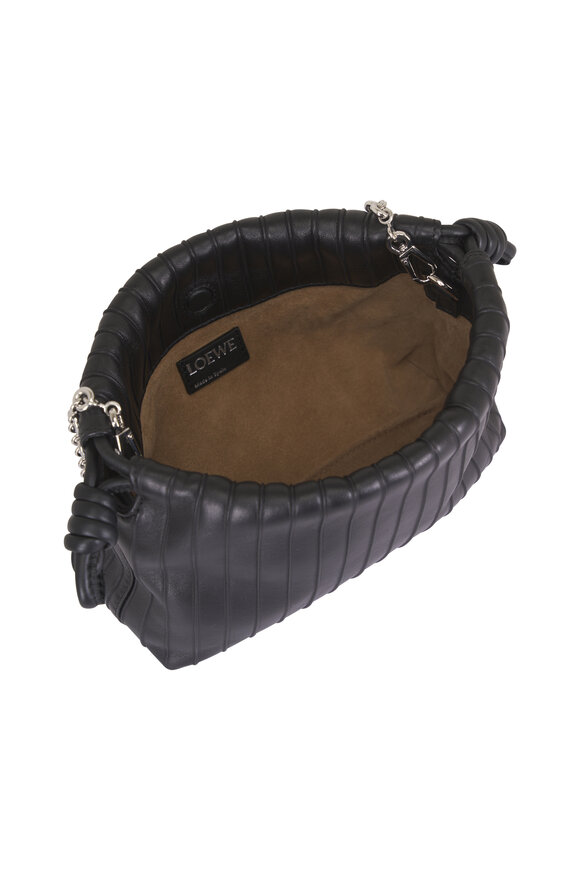 Loewe Flamenco Pleats Black Leather Chain Clutch - view 5