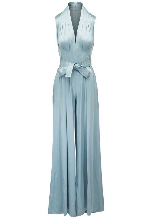 Adam Lippes Nansi Mist Blue Silk Jumpsuit