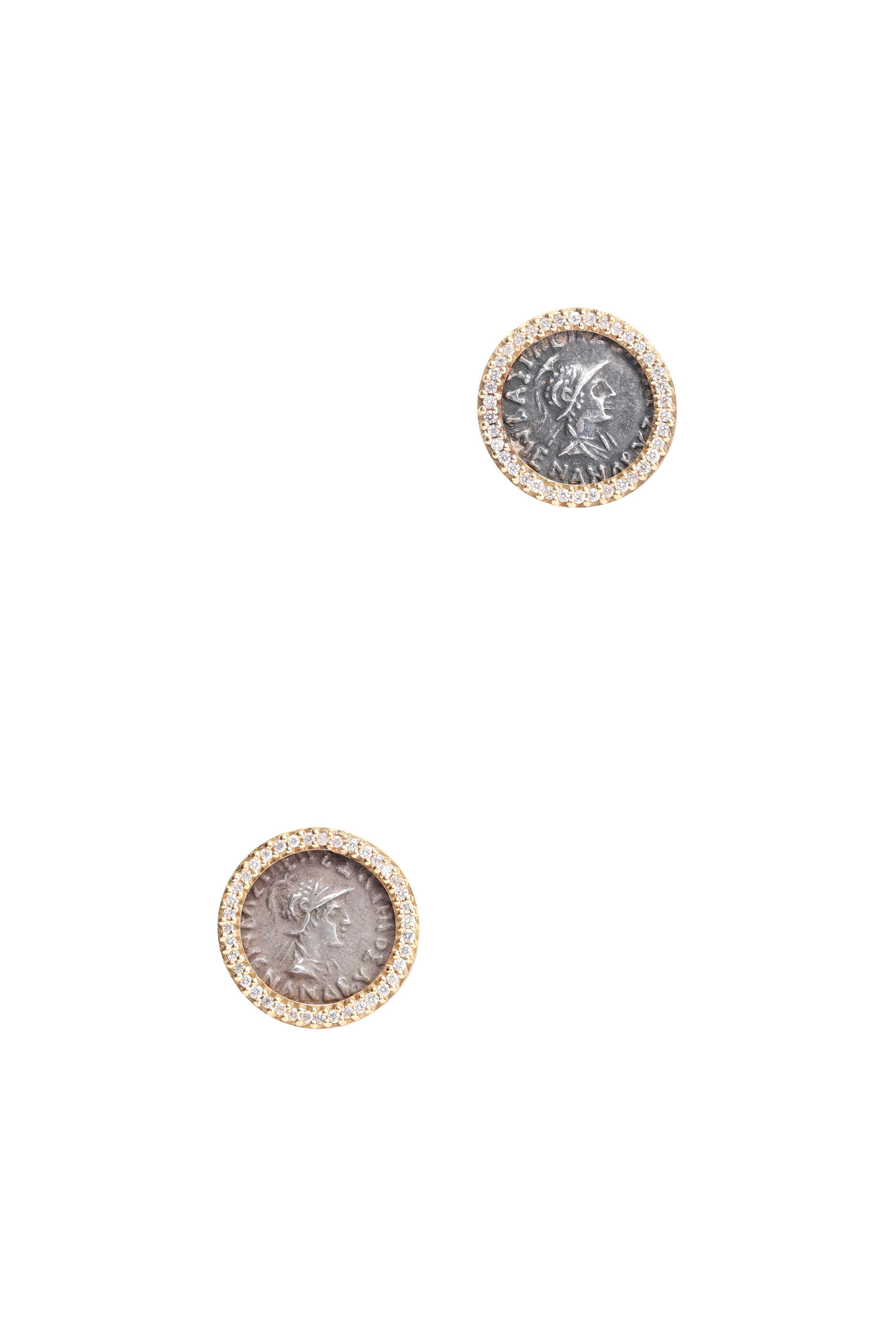 Coomi - Pave Diamond Indo Greek Coin Stud Earrings