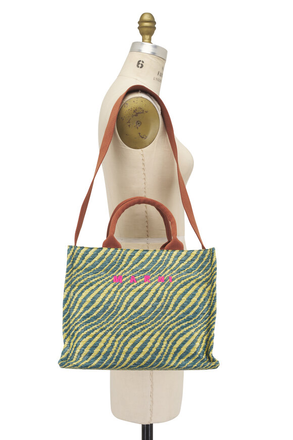 Marni Small Garden Green Wavy Raffia Tote - view 6