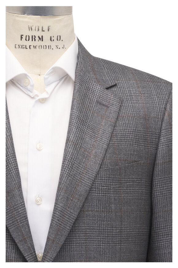 Canali Gray & Brown Glen Plaid Silk & Cashmere Sportcoat - view 1