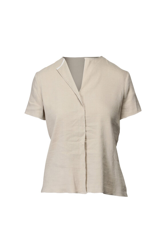 Peter Cohen Breeze Ethnic Sand Stretch Linen Top