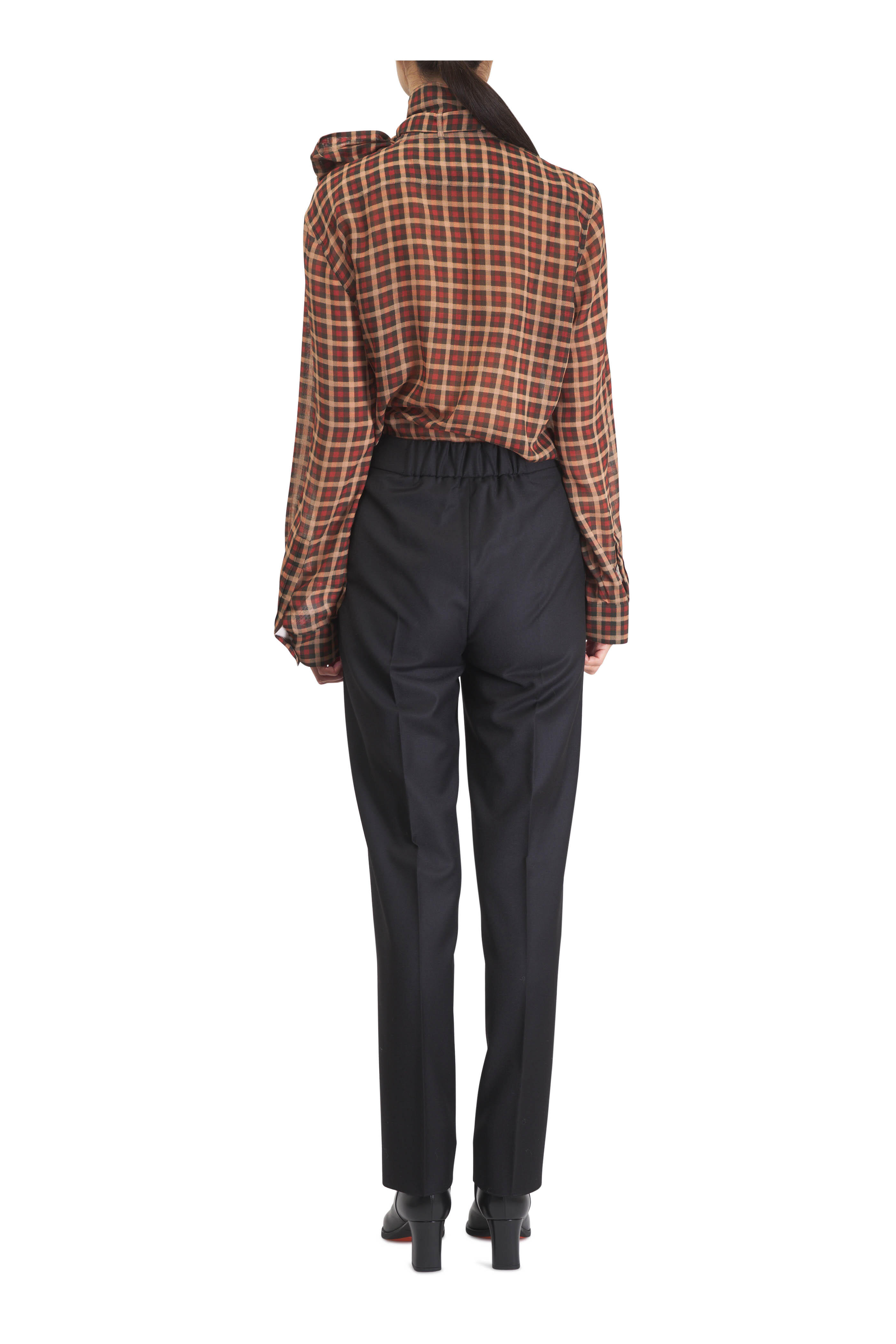 Agnona - Black Wool Flat Front Pant