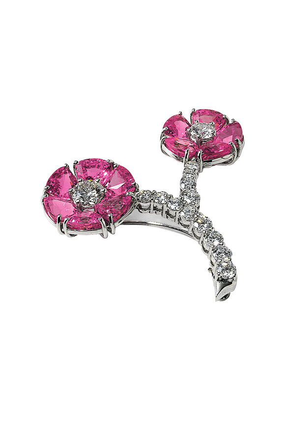 Bayco - Platinum Pink Sapphire & Diamond Brooch