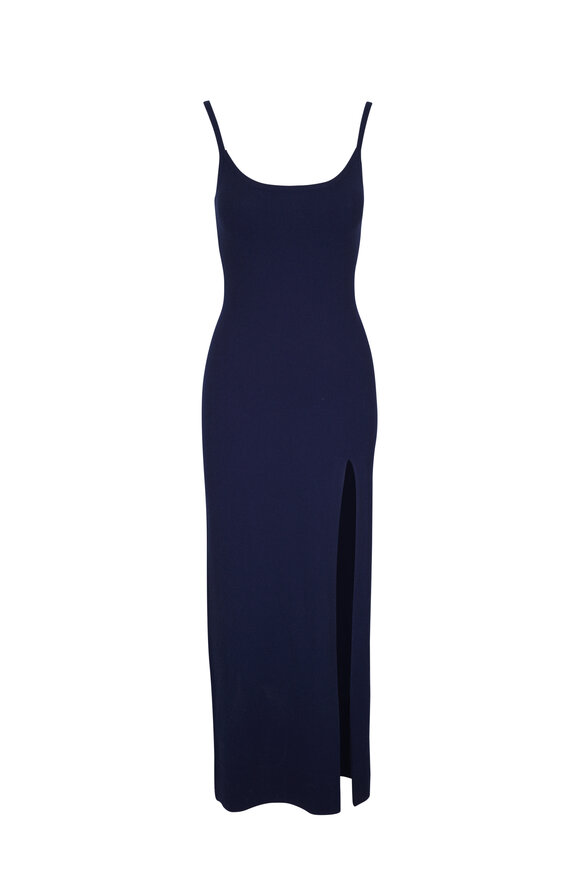 Michael Kors Collection Maritime Blue Front Slit Slip Dress