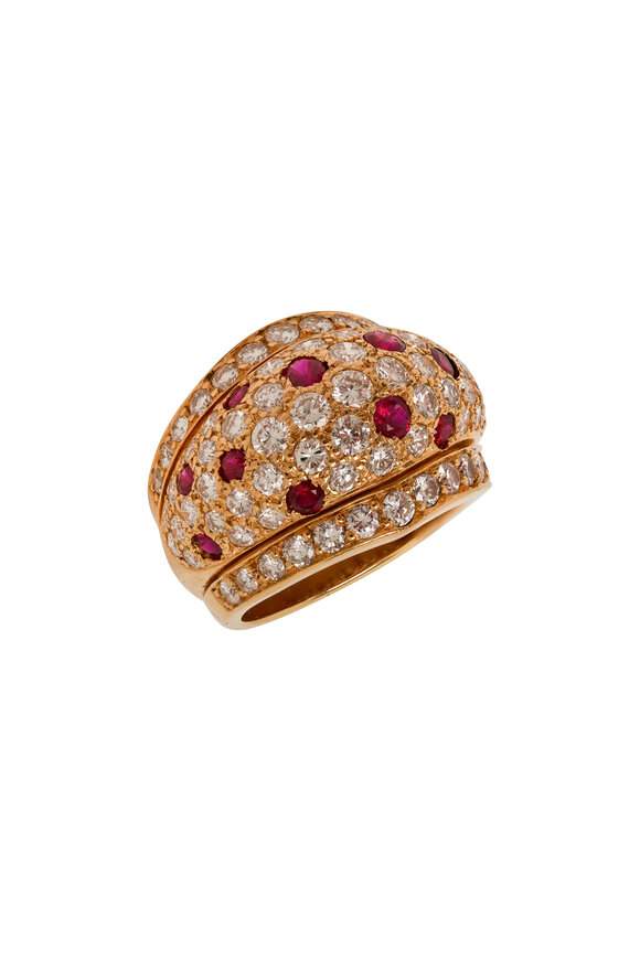 Estate Jewelry - Cartier Nigeria Diamond & Ruby Ring 