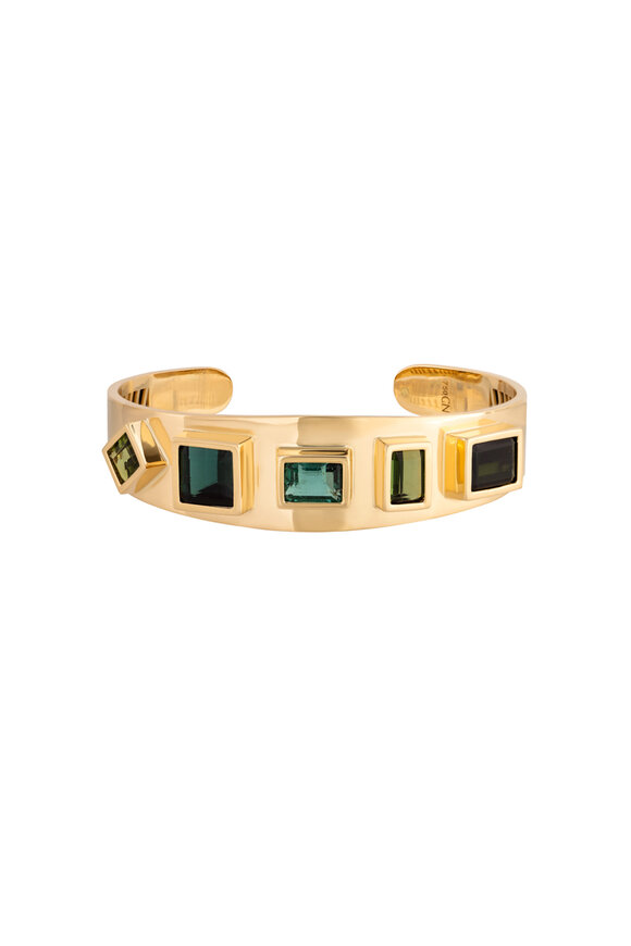 Carolina Neves Green Tourmaline & Diamond Cuff Bracelet